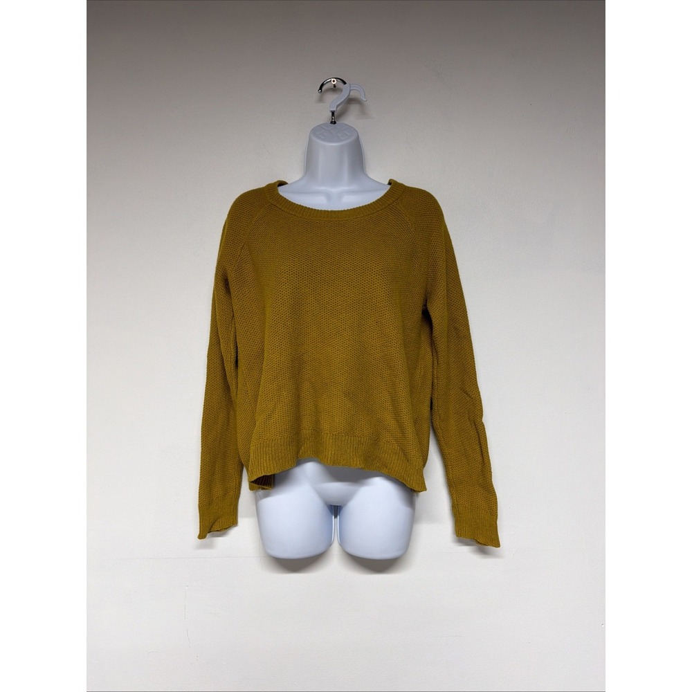 Madewell Yellow Crew Neck Open Crossover Back Knit Sweater Size S 0142